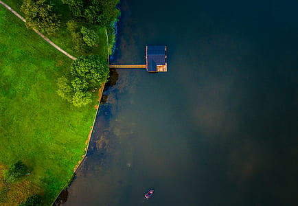 Arial photography of boat dock thumbnail