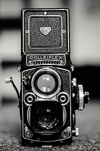 black Rolleiflex folding camera thumbnail