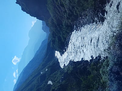 river between green mountain under blue cloudy sky during daytime photo thumbnail
