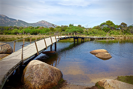 Bridge and landscape in Wilson's Promontory, Victoria, Australia thumbnail