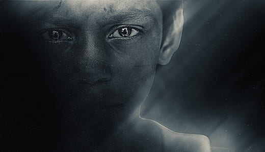 grayscale photo boy's portrait sketch thumbnail