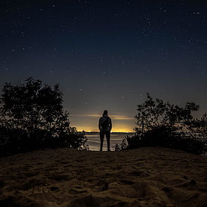 man staring at the desert under the starry night thumbnail