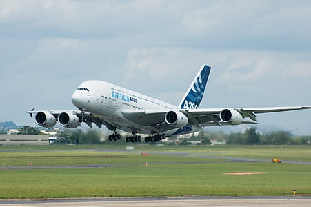 white airplane in mid air thumbnail