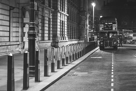 Black and White Vintage London Bus thumbnail