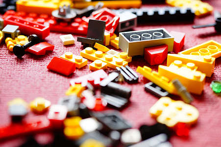 red, yellow, and gray plastic building toys thumbnail