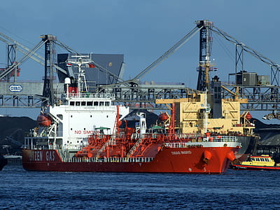 white and red ship on dock thumbnail
