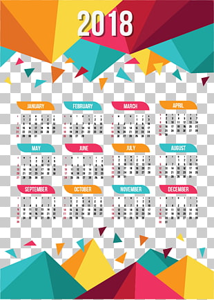 Calendar New Year, Calendar templates 2018, 2018 calendar PNG clipart