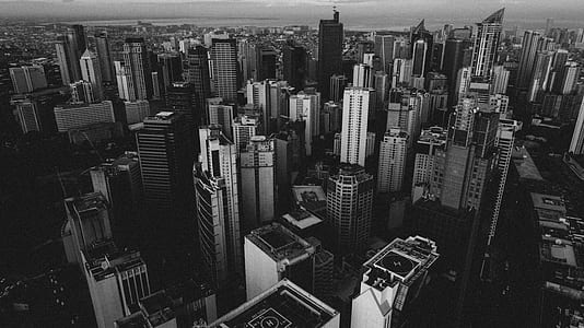grayscale photo of buildings thumbnail