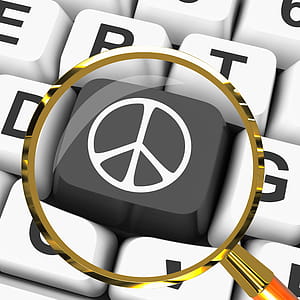 Peace Sign Key Magnified Showing Love Not War thumbnail