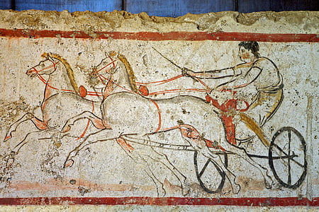 man riding carriage-printed textile thumbnail