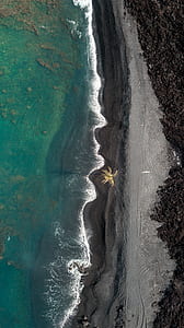 bird's eye view of sea shore thumbnail