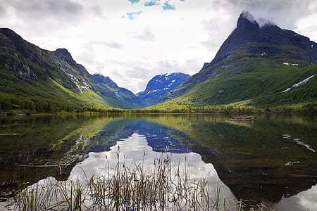 Scenic View of Lake Against Cloudy Sky thumbnail