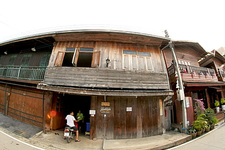wood, houses, people, street thumbnail