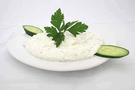 two slice of cucumbers and white paste thumbnail