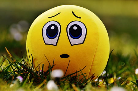 yellow emoji pillow on grass thumbnail