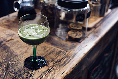 Matcha cocktail in a café thumbnail