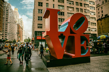 Street shot of the giant love sign in Manhattan, New York City thumbnail