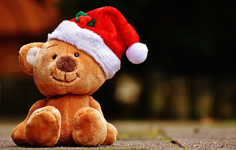 brown bear with Santa hat plush toy thumbnail