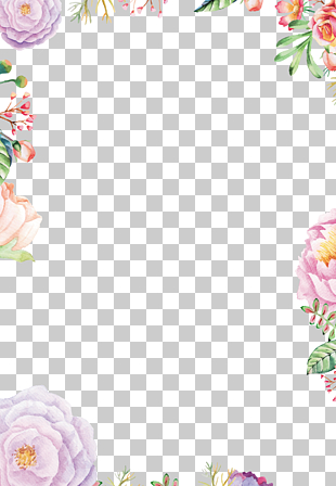 Paper Flower Drawing, Pattern border, multicolored floral framed PNG clipart
