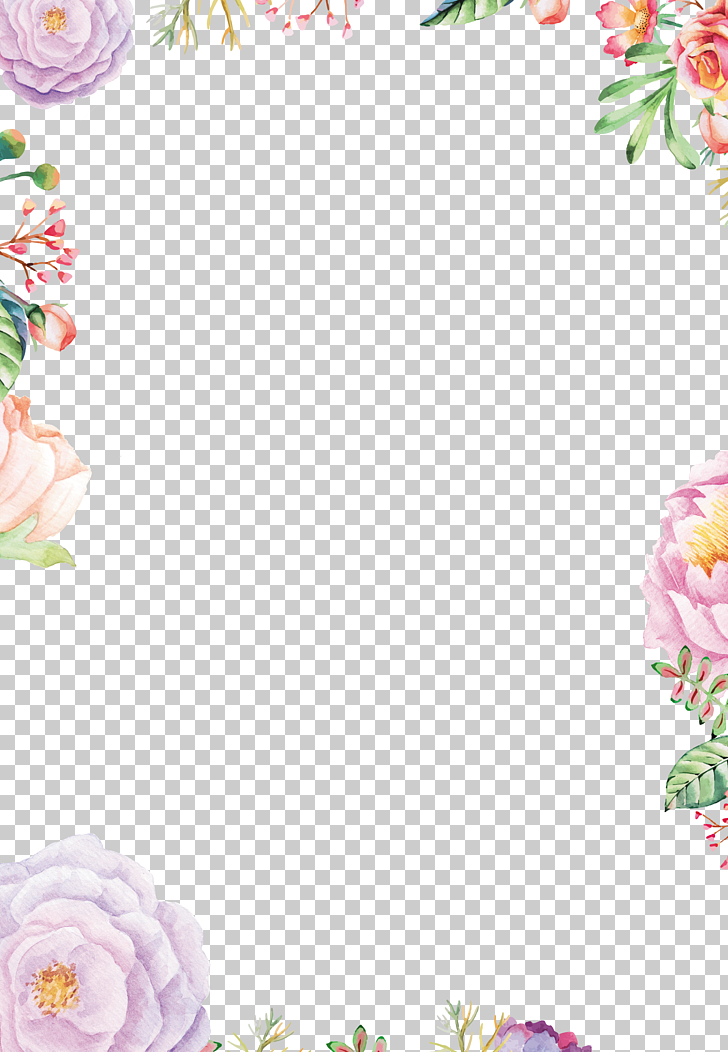 Paper Flower Drawing, Pattern border, multicolored floral framed PNG clipart