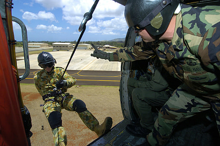 Airborne Troops practicing on a Helicopter in Wheeler Army Airfield, Hawaii thumbnail