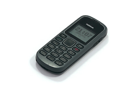 turned-on black Nokia 1280 candybar phone thumbnail