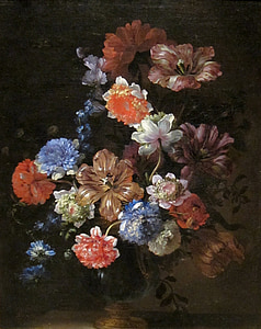 blue, pink, brown, and red flower painting thumbnail