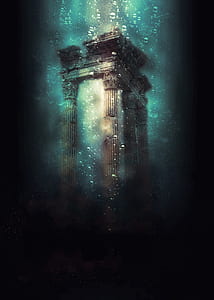 antique building in water illustration thumbnail
