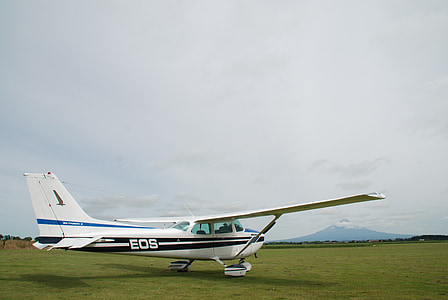 white airplane on green field thumbnail