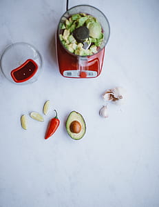 red and gray blender with avocado fruit thumbnail