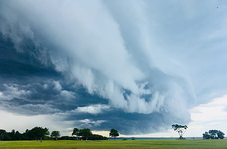 landscape photo of green grass under white clouds thumbnail