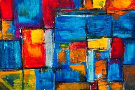 Red, Green, Yellow, and Blue Abstract Painting thumbnail