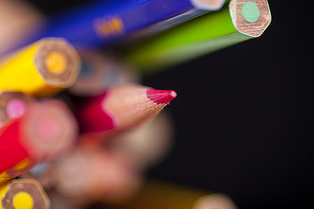 selective focus photography of pink coloring pencil thumbnail
