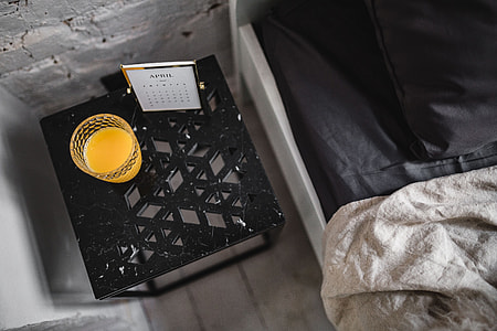 Bedroom interior with marble bedside table thumbnail