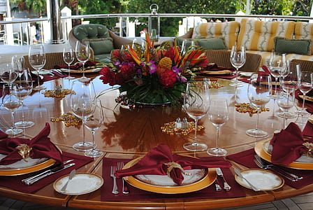 table with wine glasses and plates thumbnail