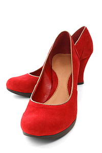 pair of red suede wedges thumbnail