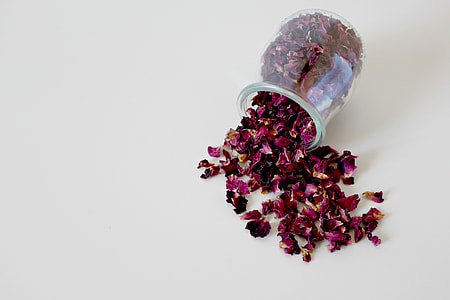 purple petaled flowers in clear glass bowl thumbnail