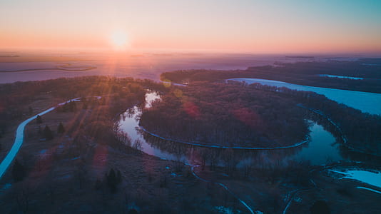 bird's eye-view photography of body of water thumbnail