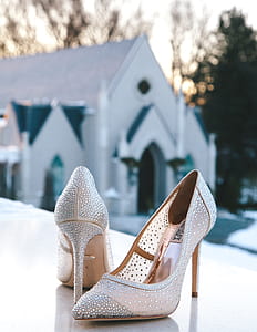 pair of women's silver stillettos thumbnail