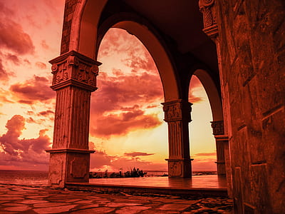 landscape photography of building columns thumbnail