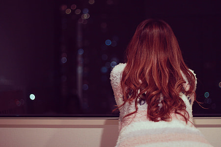 woman in white lace long-sleeved shirt thumbnail