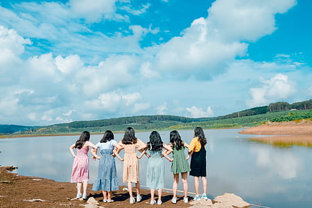 Six Girl's Standing in Front of Lake thumbnail