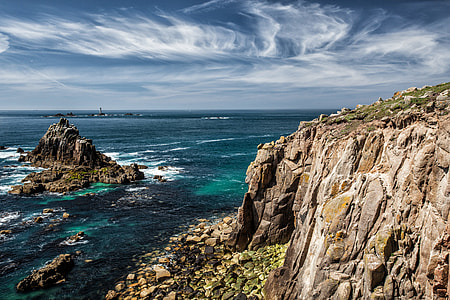 Coastal shot of rock formations in Cornwall, England. Image captured with a Canon 5D DSLR thumbnail