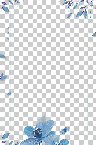 Blue, Hand painted blue clear borders, blue floral digital design frame PNG clipart