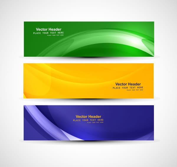 Vector Banner Brazil Flag Concept Colorful Wave Three Header Set
