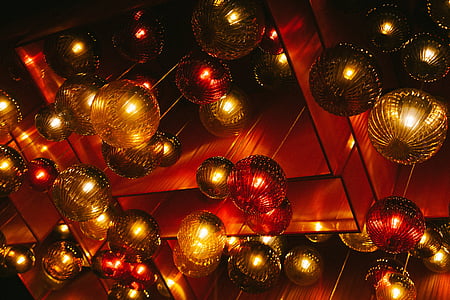 photo of assorted-color bauble hanging on ceiling thumbnail