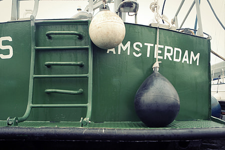 Fishing Boats at the dock in Amsterdam, Netherlands thumbnail