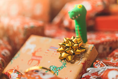 Christmas Gift Wrap Decoration Close Up thumbnail