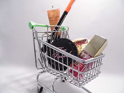 shopping cart with assorted cosmetics inside thumbnail