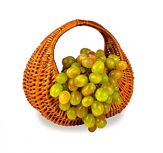 brown wicker basket with green grapes thumbnail